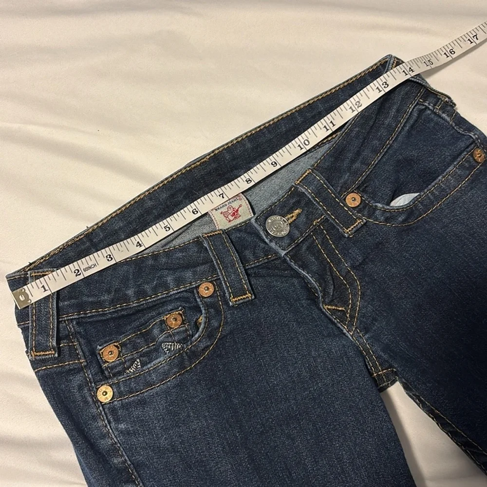 True religion straight leg jeans low rise cotton blend dark blue 5 pockets sz 26 - Picture 10 of 14